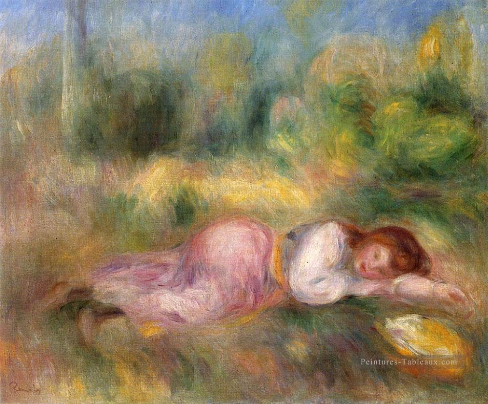 fille allongée sur l’herbe Pierre Auguste Renoir Peintures à l'huile